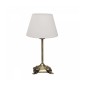 GloboStar® AΝΤΙQUE 204-0142 Vintage Eπιτραπέζιο Φωτιστικό Μονόφωτο 1 x E27 IP20 Μπρούτζινο Μέταλλο με Λευκό Ύφασμα - Μ22 x Π22 x Υ38cm