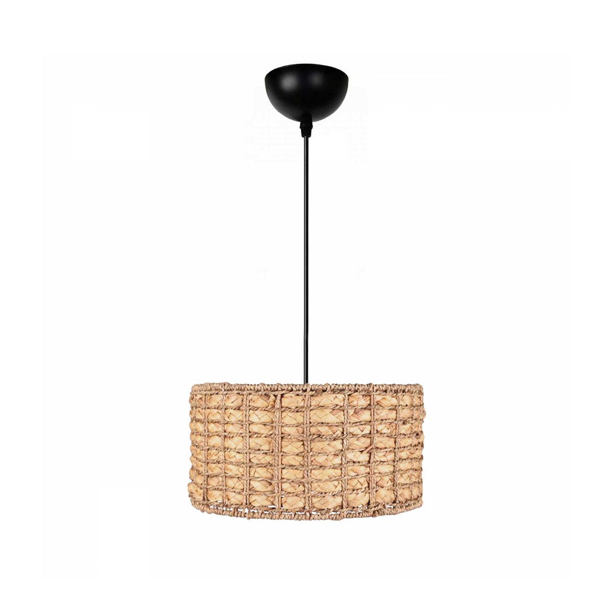 GloboStar® POMEGRANDE 204-0157 Boho Κρεμαστό Φωτιστικό Kαπέλο Μονόφωτο 1 x E27 IP20 Μπεζ Rattan - Μ30 x Π30 x Υ16cm