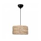 GloboStar® POMEGRANDE 204-0161 Boho Κρεμαστό Φωτιστικό Kαπέλο Μονόφωτο 1 x E27 IP20 Μπεζ Rattan - Μ29 x Π29 x Υ16cm