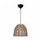 GloboStar® MEKA 204-0162 Boho Κρεμαστό Φωτιστικό Καμπάνα Μονόφωτο 1 x E27 IP20 Καφε Σχοινί - Μ31 x Π31 x Υ26cm