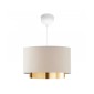 GloboStar® BASIL 204-0173 Μοντέρνο Κρεμαστό Φωτιστικό Kαπέλο Μονόφωτο 1 x E27 IP20 Μπεζ & Χρυσό Ύφασμα - Μ30 x Π30 x Υ20cm