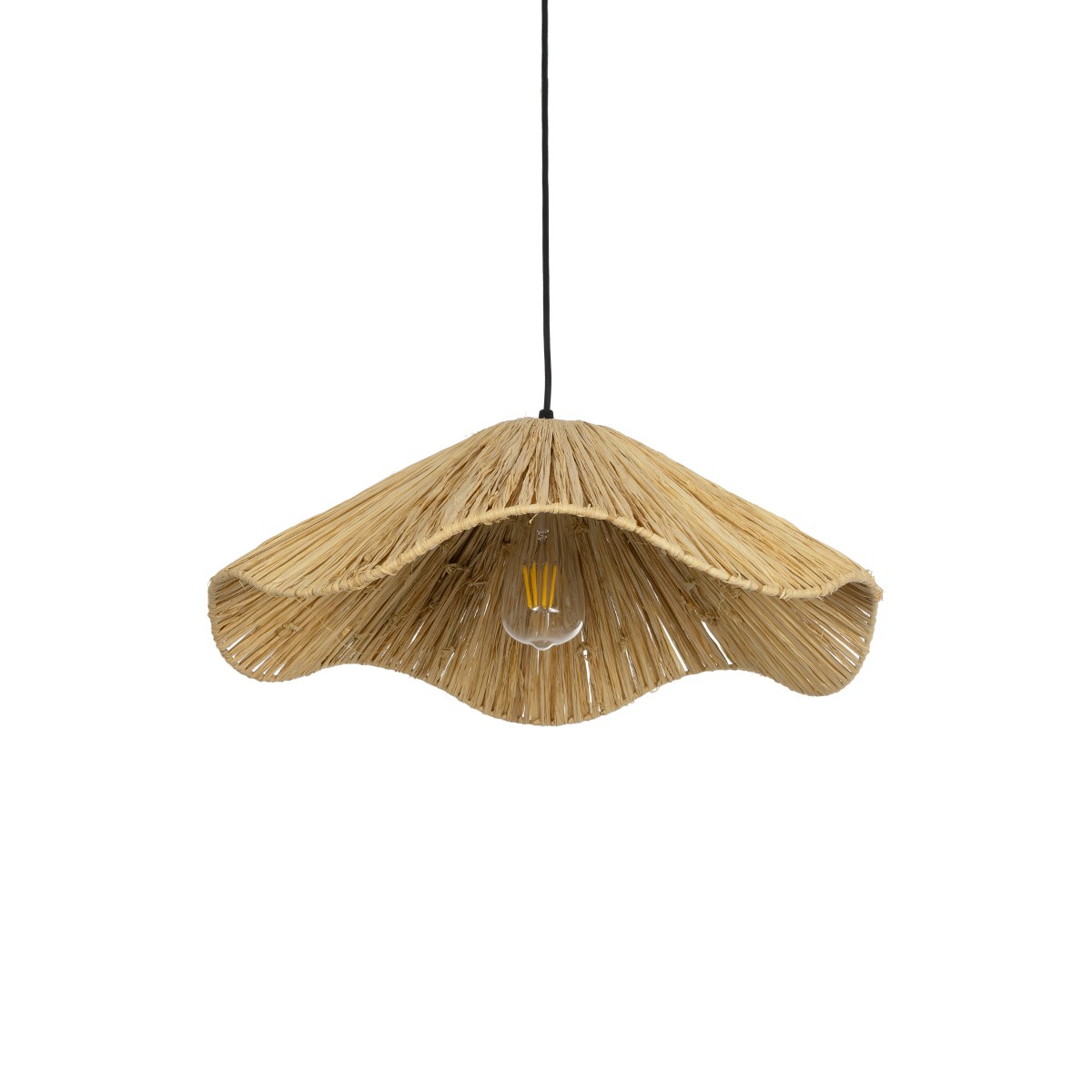 GLOBOSTAR® PAJERO 204-0177 Boho Κρεμαστό Φωτιστικό Οροφής Μονόφωτο 1 x E27 AC 220-240V IP20 Μπεζ - Μ50 x Π50 x Υ20cm