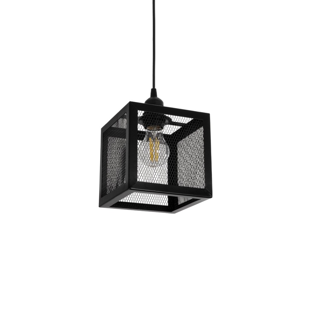 GLOBOSTAR® JAULA 204-0181 Μοντέρνο Κρεμαστό Φωτιστικό Οροφής Μονόφωτο 1 x E27 AC 220-240V IP20 Μαύρο - Μ16 x Π16 x Υ16cm