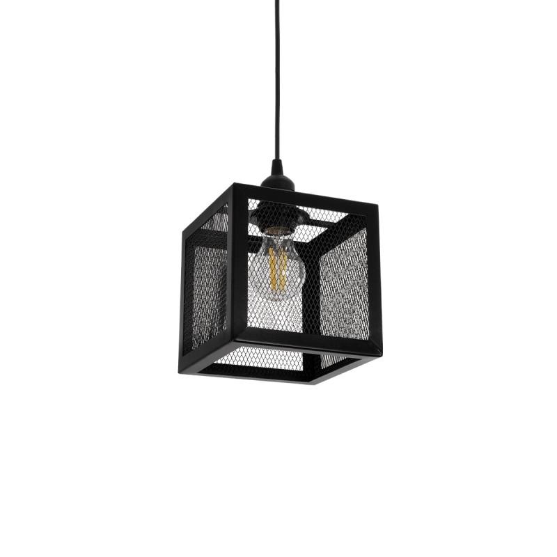 GLOBOSTAR® JAULA 204-0181 Μοντέρνο Κρεμαστό Φωτιστικό Οροφής Μονόφωτο 1 x E27 AC 220-240V IP20 Μαύρο - Μ16 x Π16 x Υ16cm