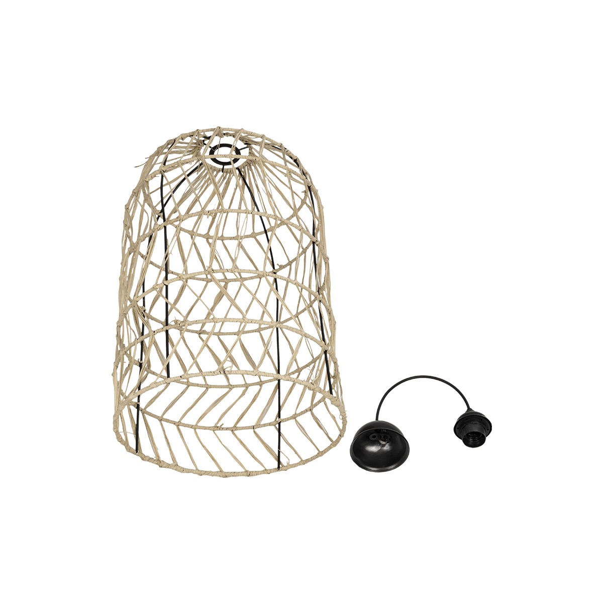 GLOBOSTAR® NETI 205-0025 Boho Κρεμαστό Φωτιστικό Οροφής με Ντουί 1 x E27 AC 220-240V IP20 - Μπεζ - M35 x Π35 x Υ63cm