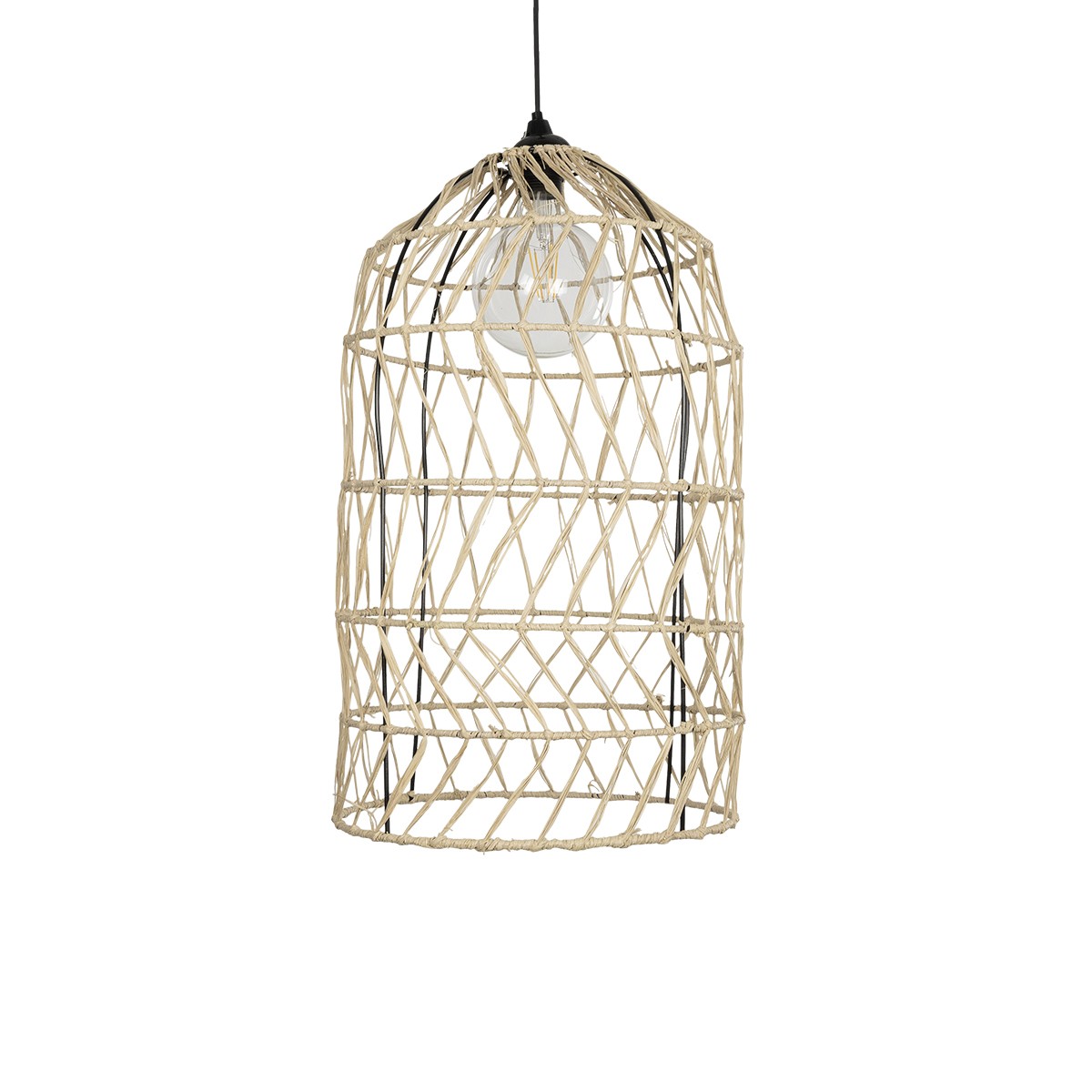 GLOBOSTAR® NETI 205-0025 Boho Κρεμαστό Φωτιστικό Οροφής με Ντουί 1 x E27 AC 220-240V IP20 - Μπεζ - M35 x Π35 x Υ63cm