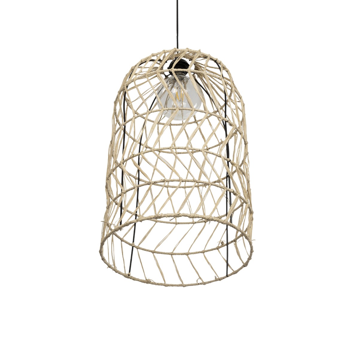 GLOBOSTAR® NETI 205-0025 Boho Κρεμαστό Φωτιστικό Οροφής με Ντουί 1 x E27 AC 220-240V IP20 - Μπεζ - M35 x Π35 x Υ63cm