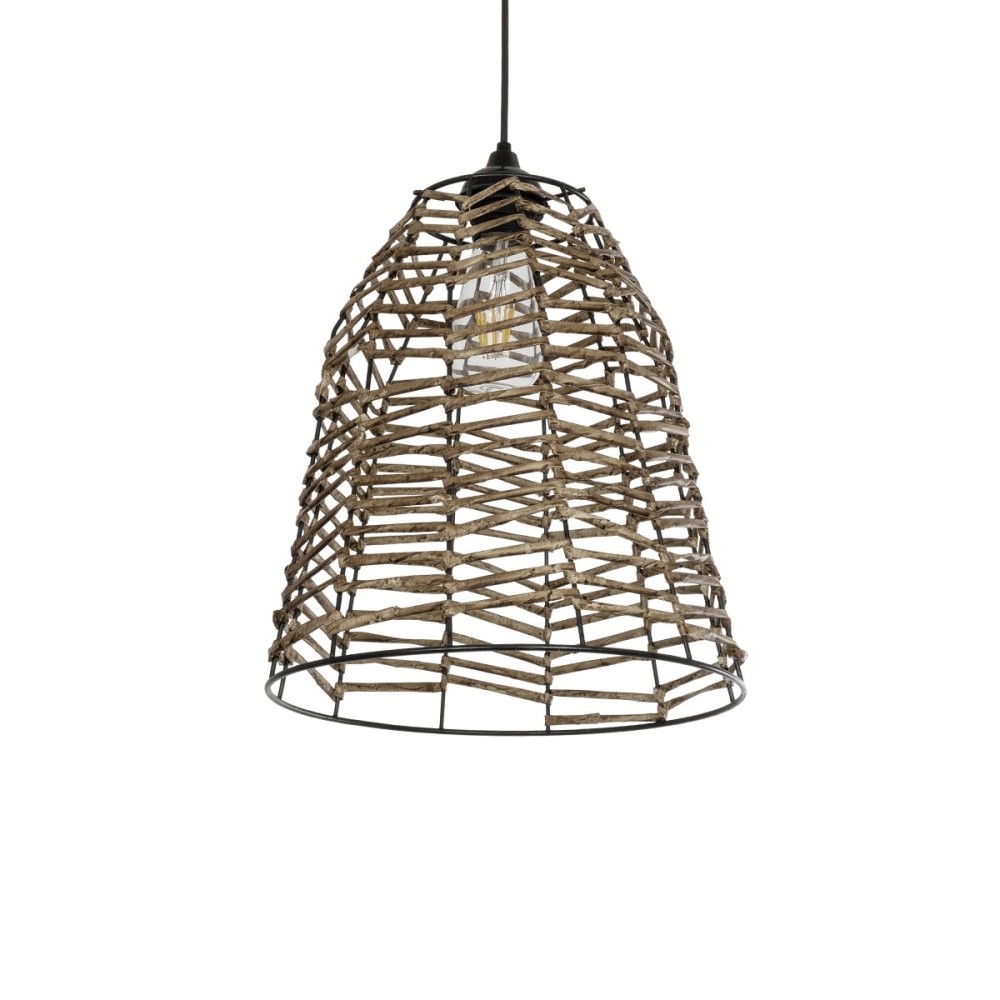 GLOBOSTAR® NETZ 205-0026 Boho Κρεμαστό Φωτιστικό Οροφής με Ντουί 1 x E27 AC 220-240V IP20 - Μπεζ - M30 x Π30 x Υ38cm