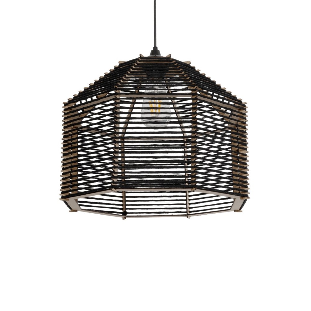 GLOBOSTAR® VORK 205-0027 Boho Κρεμαστό Φωτιστικό Οροφής με Ντουί 1 x E27 AC 220-240V IP20 - Μαύρο - M40 x Π40 x Υ36cm
