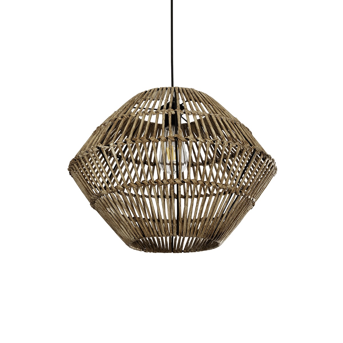 GLOBOSTAR® KEGEL 205-0048 Boho Κρεμαστό Φωτιστικό Οροφής με Ντουί 1 x E27 AC 220-240V IP20 - Μπεζ - M46 x Π46 x Υ35cm