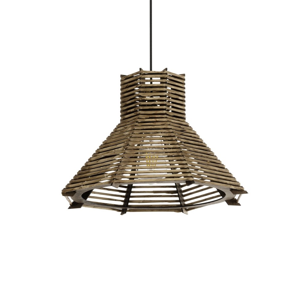 GLOBOSTAR® MEGALISTO 205-0051 Boho Κρεμαστό Φωτιστικό Οροφής με Ντουί 1 x E27 AC 220-240V IP20 - Καφέ- M40 x Π40 x Υ26cm