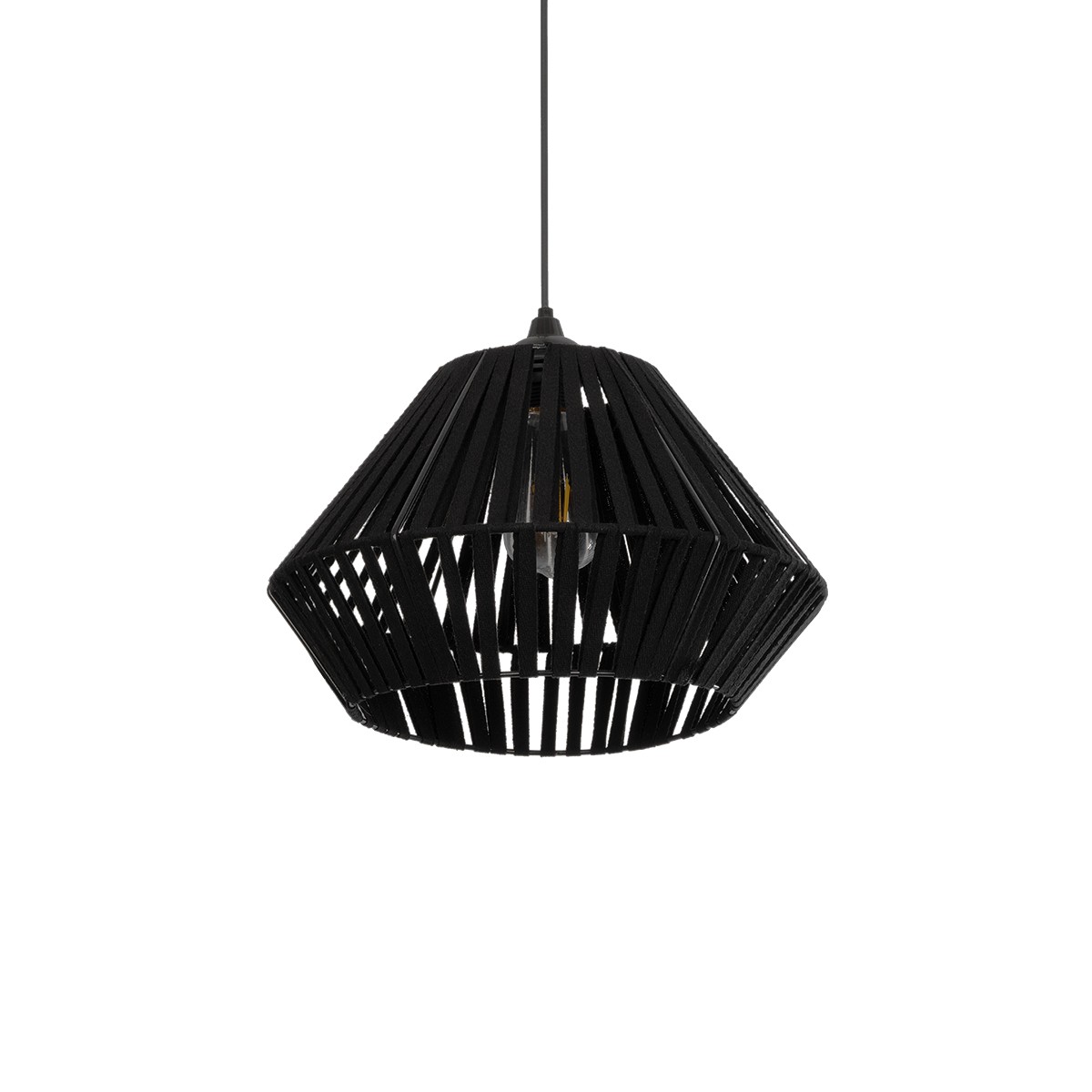 GLOBOSTAR® NUI 205-0061 Boho Κρεμαστό Φωτιστικό Οροφής με Ντουί 1 x E27 AC 220-240V IP20 - Μαύρο - M36 x Π36 x Υ27cm