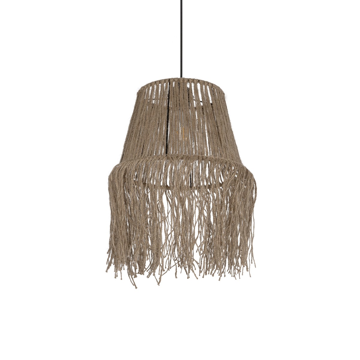 GLOBOSTAR® ROKA 205-0075 Boho Κρεμαστό Φωτιστικό Οροφής με Ντουί 1 x E27 AC 220-240V IP20 - Μπεζ - M30 x Π30 x Υ45cm