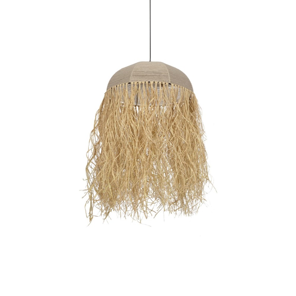 GLOBOSTAR® PLUVIA 205-0080 Boho Κρεμαστό Φωτιστικό Οροφής με Ντουί 1 x E27 AC 220-240V IP20 - Μπεζ - M50 x Π50 x Υ80cm