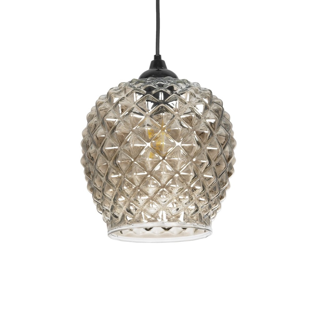 GLOBOSTAR® KEGEL 206-0006 Μοντέρνο Κρεμαστό Φωτιστικό Οροφής με Ντουί 1 x E27 AC 220-240V IP20 - Μαύρο Φιμέ - Μ19 x Π19 x Υ19cm