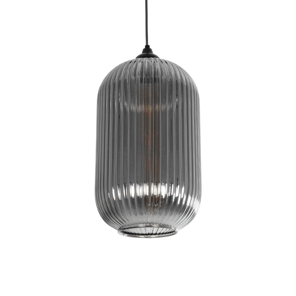 GLOBOSTAR® MELONI 206-0018 Μοντέρνο Κρεμαστό Φωτιστικό Οροφής με Ντουί 1 x E27 AC 220-240V IP20 - Μαύρο Φιμέ - Μ20 x Π20 x Υ38cm