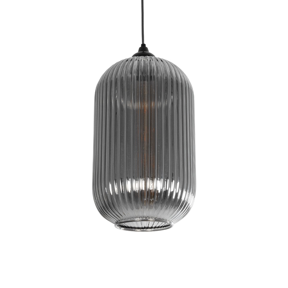 GLOBOSTAR® MELONI 206-0018 Μοντέρνο Κρεμαστό Φωτιστικό Οροφής με Ντουί 1 x E27 AC 220-240V IP20 - Μαύρο Φιμέ - Μ20 x Π20 x Υ38cm