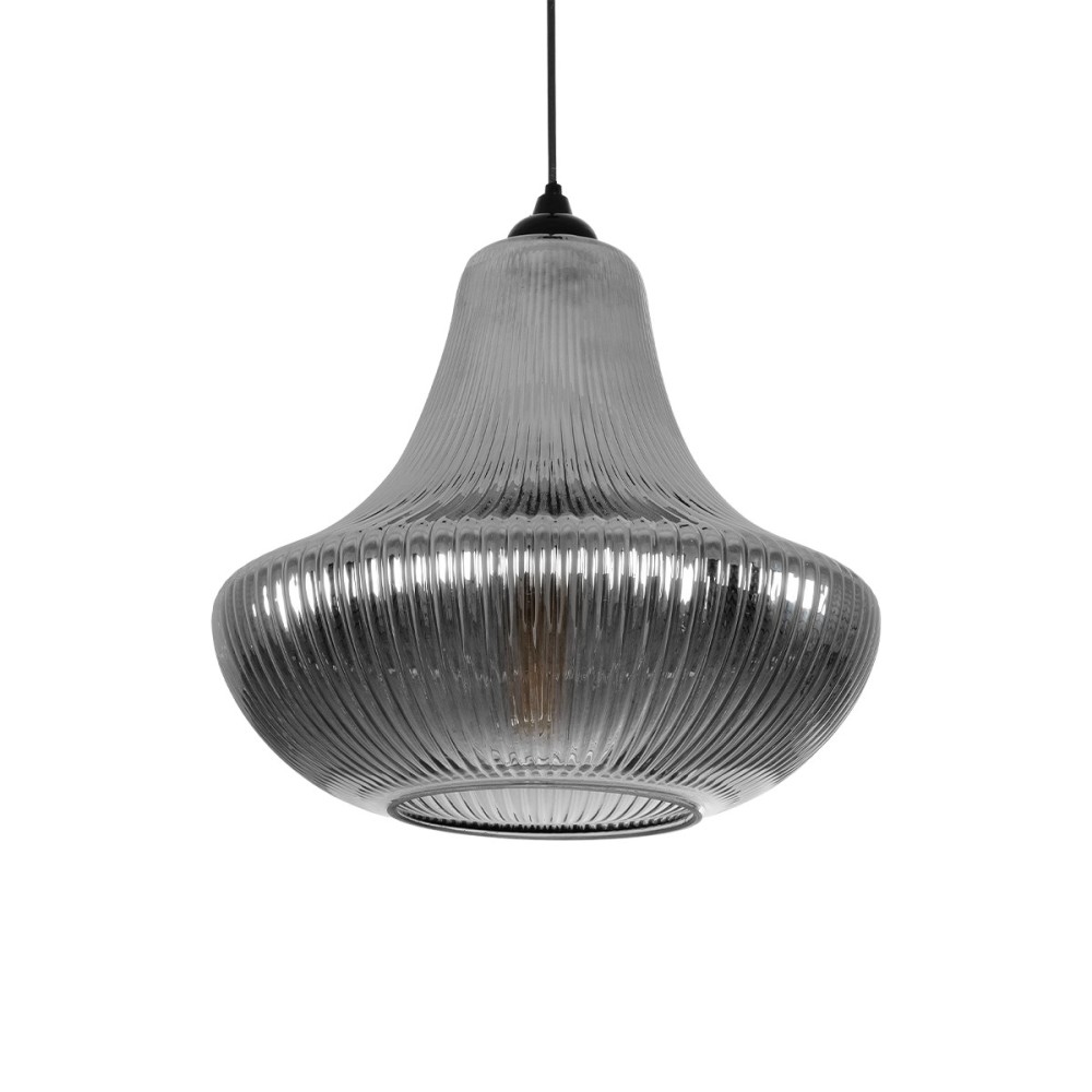 GLOBOSTAR® VERRE 206-0021 Μοντέρνο Κρεμαστό Φωτιστικό Οροφής με Ντουί 1 x E27 AC 220-240V IP20 - Μαύρο Φιμέ - Μ38 x Π38 x Υ34cm