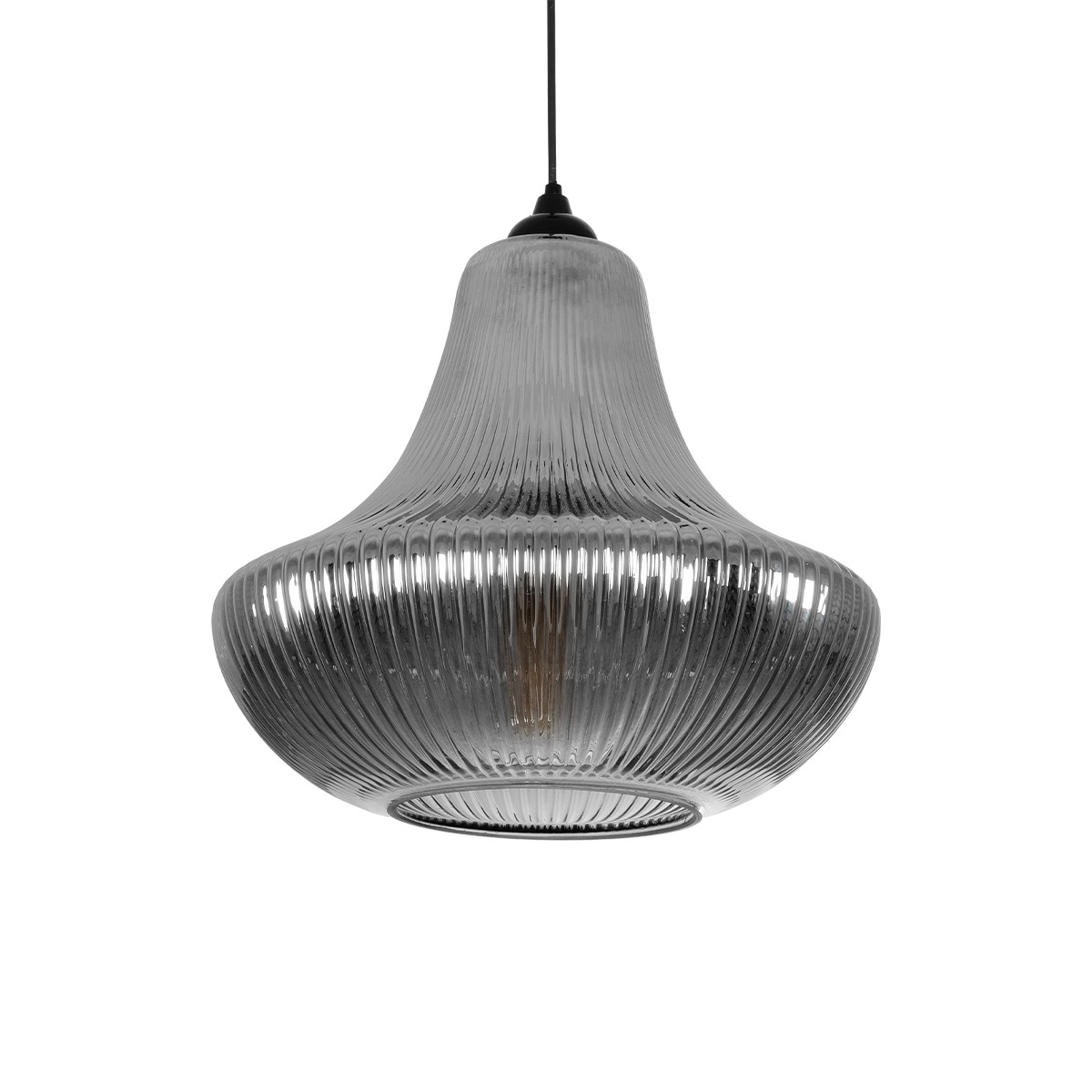 GLOBOSTAR® VERRE 206-0021 Μοντέρνο Κρεμαστό Φωτιστικό Οροφής με Ντουί 1 x E27 AC 220-240V IP20 - Μαύρο Φιμέ - Μ38 x Π38 x Υ34cm