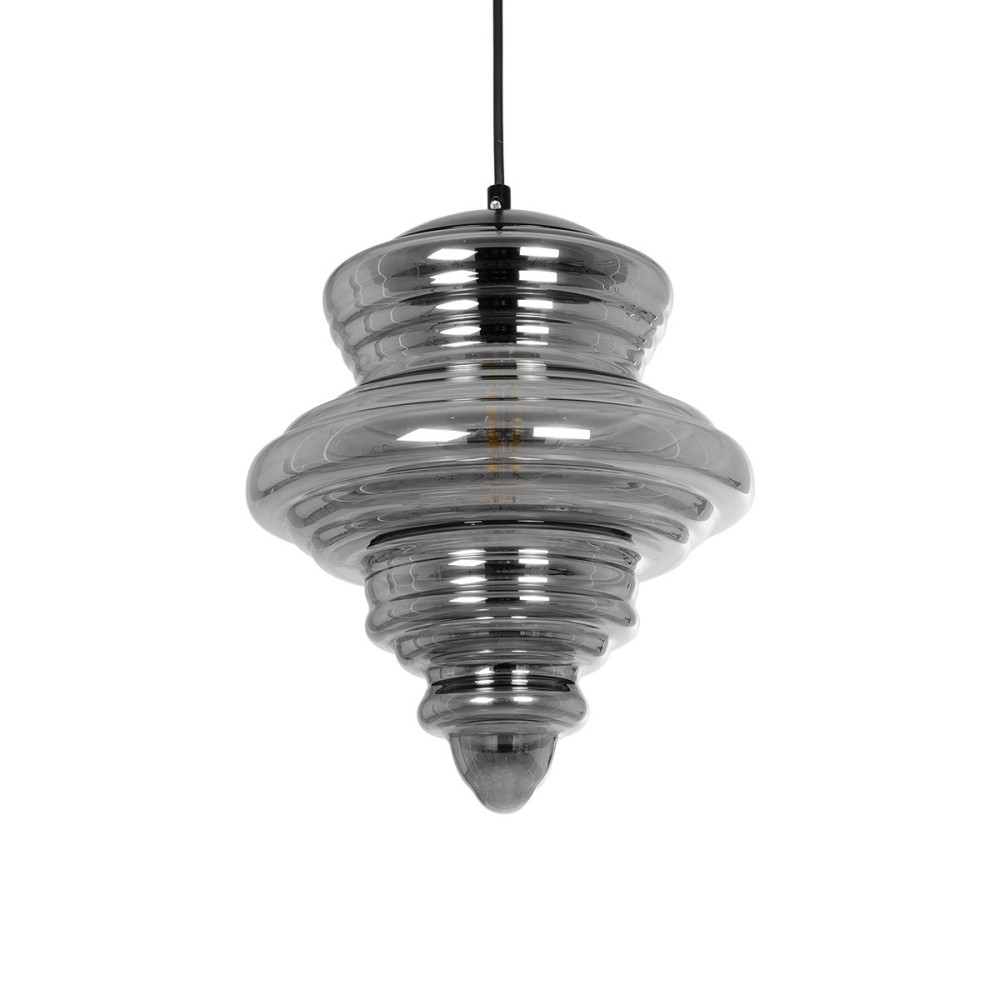 GLOBOSTAR® CORTE 206-0028 Μοντέρνο Κρεμαστό Φωτιστικό Οροφής με Ντουί 1 x E27 AC 220-240V IP20 - Μαύρο Φιμέ - Μ25 x Π25 x Υ30cm