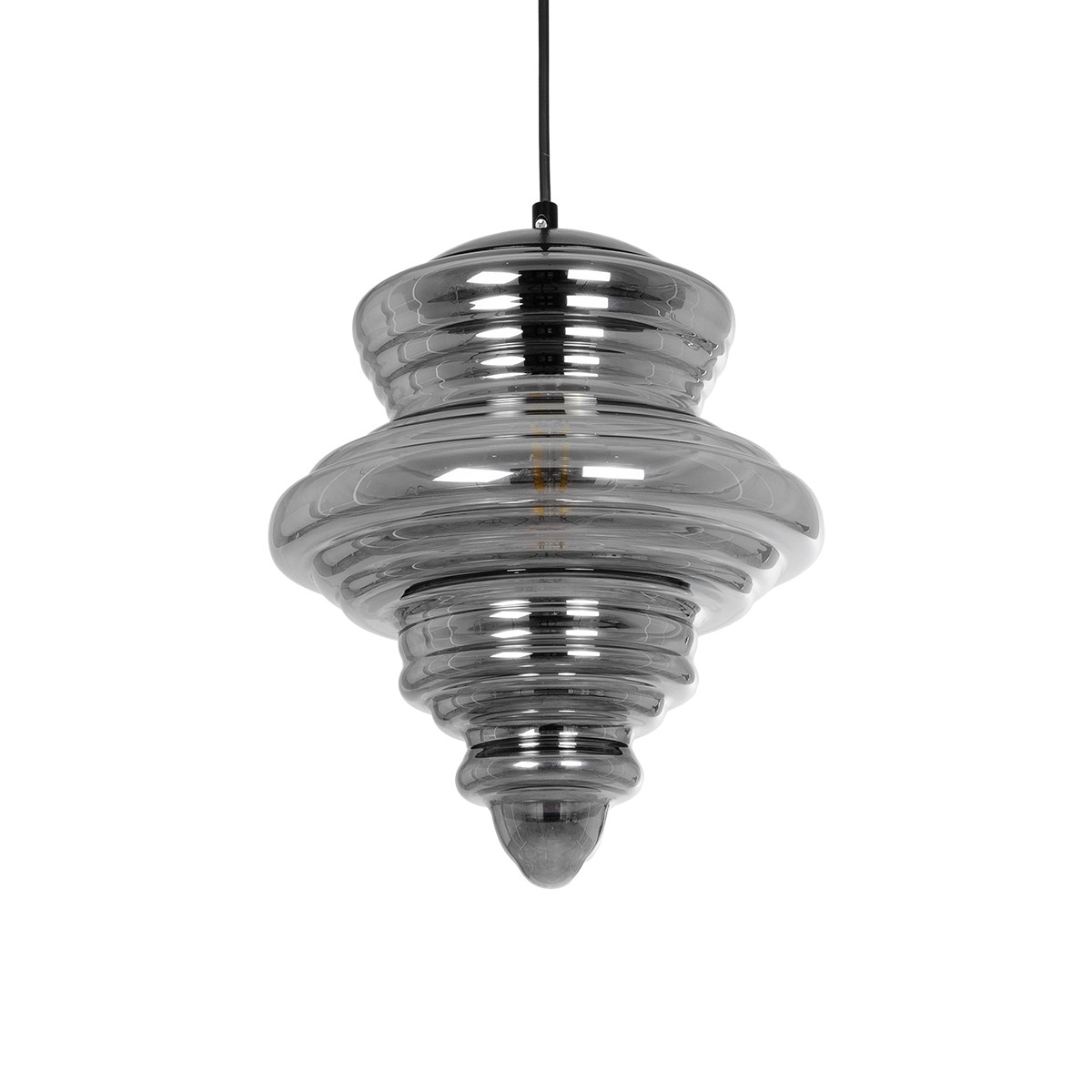 GLOBOSTAR® CORTE 206-0028 Μοντέρνο Κρεμαστό Φωτιστικό Οροφής με Ντουί 1 x E27 AC 220-240V IP20 - Μαύρο Φιμέ - Μ25 x Π25 x Υ30cm