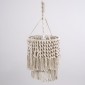 GloboStar® ALGERIA 36204 Boho Κρεμαστό Φωτιστικό Μακραμέ Μονόφωτο 1 x E27 IP20 Μπεζ Ύφασμα - Μ30 x Π30 x Υ40cm