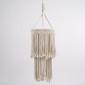 GloboStar® ZAMBIA 36208 Boho Κρεμαστό Φωτιστικό Μακραμέ Μονόφωτο 1 x E27 IP20 Μπεζ Ύφασμα - Μ30 x Π30 x Υ60cm