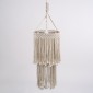 GloboStar® ZAMBIA 36208 Boho Κρεμαστό Φωτιστικό Μακραμέ Μονόφωτο 1 x E27 IP20 Μπεζ Ύφασμα - Μ30 x Π30 x Υ60cm