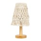 GloboStar® RWANDA 36210 Vintage Επιτραπέζιο Φωτιστικό Πορτατίφ Μονόφωτο Boho - Μακραμέ Πλεκτό Χειροποίητο Μπεζ Υφασμάτινο με Σχοινί Φ15 x Υ30cm