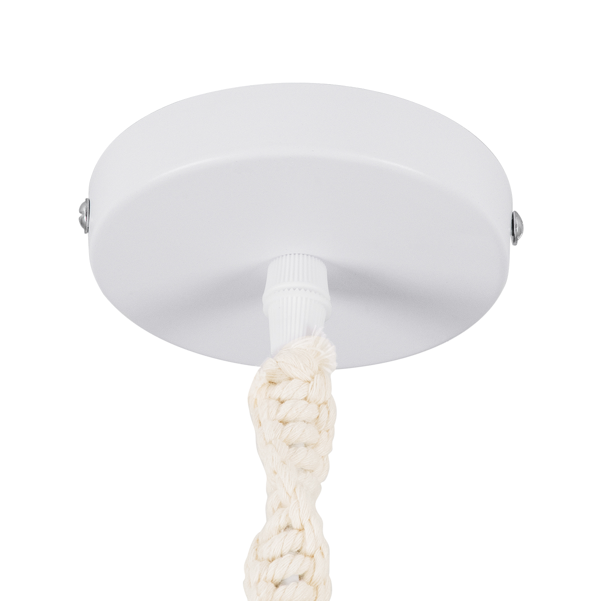 GloboStar® SHAQRA 36215 Μοντέρνο Κρεμαστό Φωτιστικό Μακραμέ Μονόφωτο 1 x E27 IP20 Μπεζ Ύφασμα - Μ4 x Π4 x Υ110cm