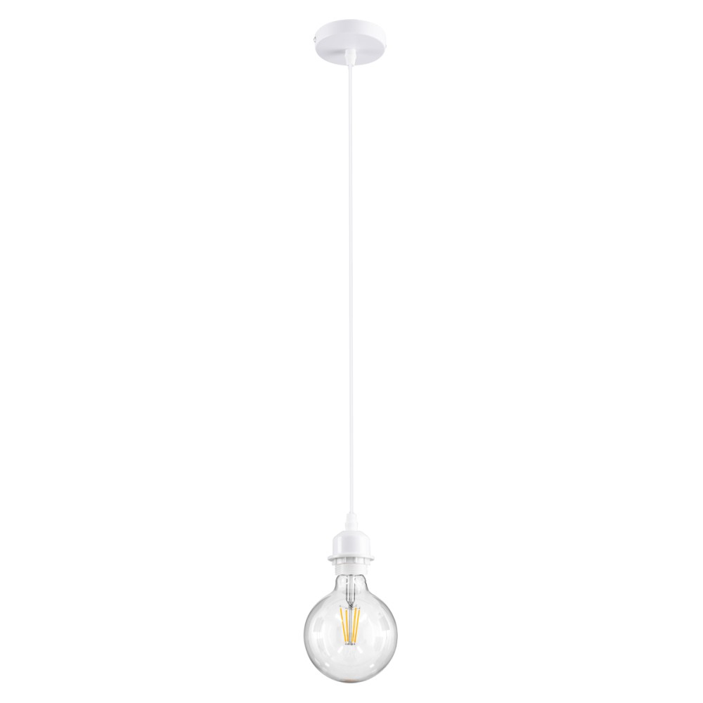 GloboStar® HANNA 36217 Μοντέρνο Κρεμαστό Φωτιστικό Ανάρτηση Μονόφωτο 1 x E27 IP20 Λευκό Πλαστικό - Μ4 x Π4 x Υ110cm
