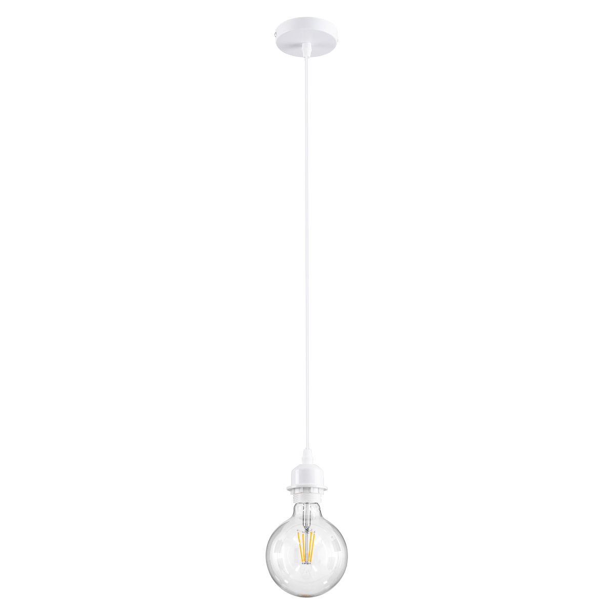 GloboStar® HANNA 36217 Μοντέρνο Κρεμαστό Φωτιστικό Ανάρτηση Μονόφωτο 1 x E27 IP20 Λευκό Πλαστικό - Μ4 x Π4 x Υ110cm