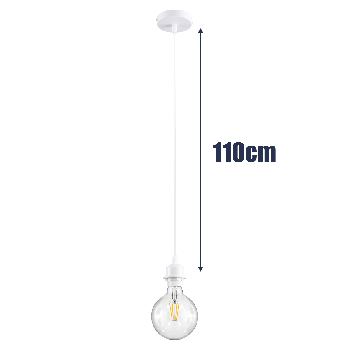 GloboStar® HANNA 36217 Μοντέρνο Κρεμαστό Φωτιστικό Ανάρτηση Μονόφωτο 1 x E27 IP20 Λευκό Πλαστικό - Μ4 x Π4 x Υ110cm