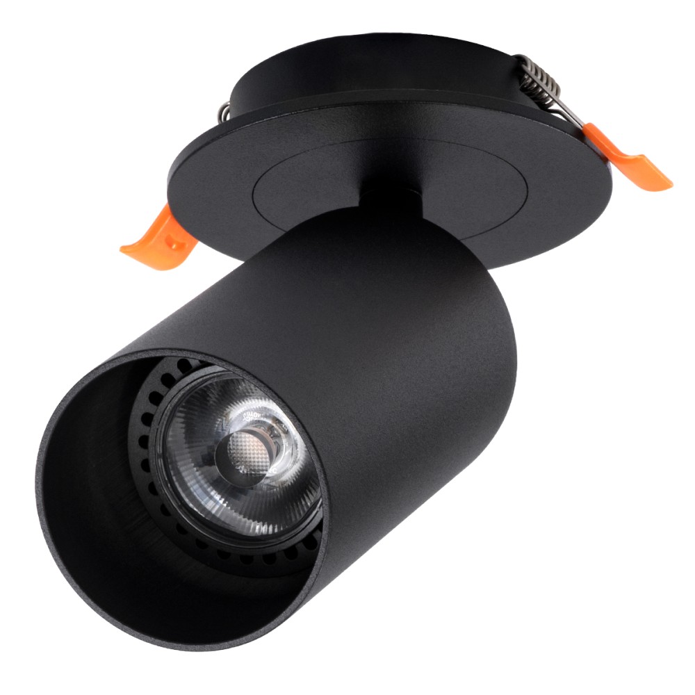 GLOBOSTAR® LEO 60350 Χωνευτό Κινούμενο Φωτιστικό Downlight Σποτ με Ντουί 1 x GU10 90° AC 220-240V IP20 - Μαύρο Ματ - Μ9 x Π9 x Υ17cm / Q7cm