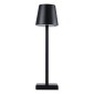GloboStar® NEGA 60473 Μοντέρνο Επιτραπέζιο Φωτιστικό Πορτατίφ LED 2.2W 154lm 360° DC 5V Επαναφορτιζόμενο με Μπαταρία Li-ion 4000mAh - Διακόπτη Αφής - Θερμό Λευκό 2700K - Dimmable - D10 x H39cm - Μαύρο - 2 Years Warranty