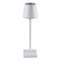 GloboStar® NEGA 60474 Μοντέρνο Επιτραπέζιο Φωτιστικό Πορτατίφ LED 2.2W 154lm 360° DC 5V Επαναφορτιζόμενο με Μπαταρία Li-ion 4000mAh - Διακόπτη Αφής - Θερμό Λευκό 2700K - Dimmable - D10 x H39cm - Λευκό - 2 Years Warranty