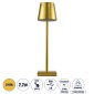 GloboStar® NEGA 60475 Μοντέρνο Επιτραπέζιο Φωτιστικό Πορτατίφ LED 2.2W 154lm 360° DC 5V Επαναφορτιζόμενο με Μπαταρία Li-ion 4000mAh - Διακόπτη Αφής - Θερμό Λευκό 2700K - Dimmable - D10 x H39cm - Χρυσό - 2 Years Warranty