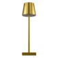 GloboStar® NEGA 60475 Μοντέρνο Επιτραπέζιο Φωτιστικό Πορτατίφ LED 2.2W 154lm 360° DC 5V Επαναφορτιζόμενο με Μπαταρία Li-ion 4000mAh - Διακόπτη Αφής - Θερμό Λευκό 2700K - Dimmable - D10 x H39cm - Χρυσό - 2 Years Warranty