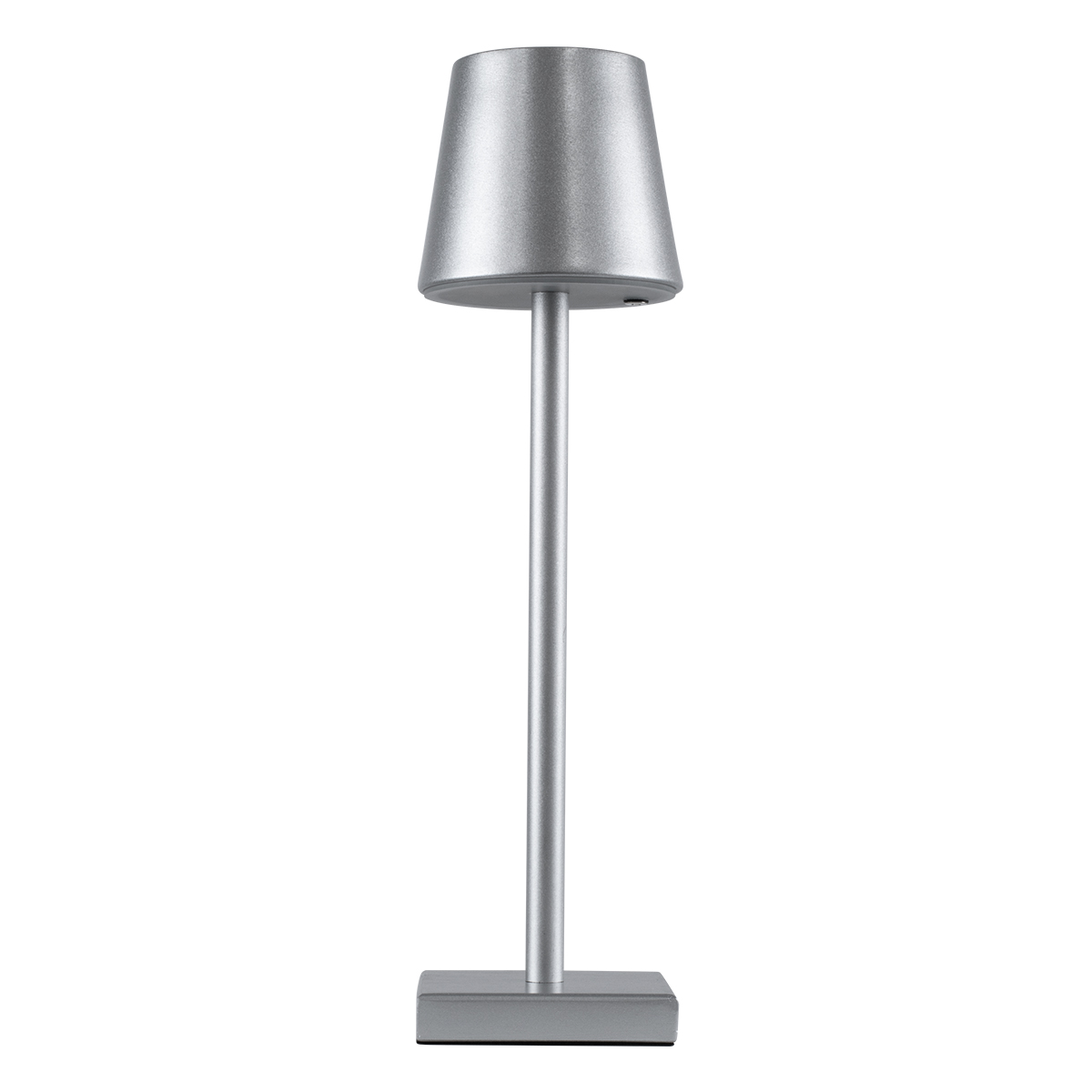 GloboStar® NEGA 60476 Μοντέρνο Επιτραπέζιο Φωτιστικό Πορτατίφ LED 2.2W 154lm 360° DC 5V Επαναφορτιζόμενο με Μπαταρία Li-ion 4000mAh - Διακόπτη Αφής - Θερμό Λευκό 2700K - Dimmable - D10 x H39cm - Ασημί - 2 Years Warranty