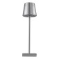 GloboStar® NEGA 60476 Μοντέρνο Επιτραπέζιο Φωτιστικό Πορτατίφ LED 2.2W 154lm 360° DC 5V Επαναφορτιζόμενο με Μπαταρία Li-ion 4000mAh - Διακόπτη Αφής - Θερμό Λευκό 2700K - Dimmable - D10 x H39cm - Ασημί - 2 Years Warranty