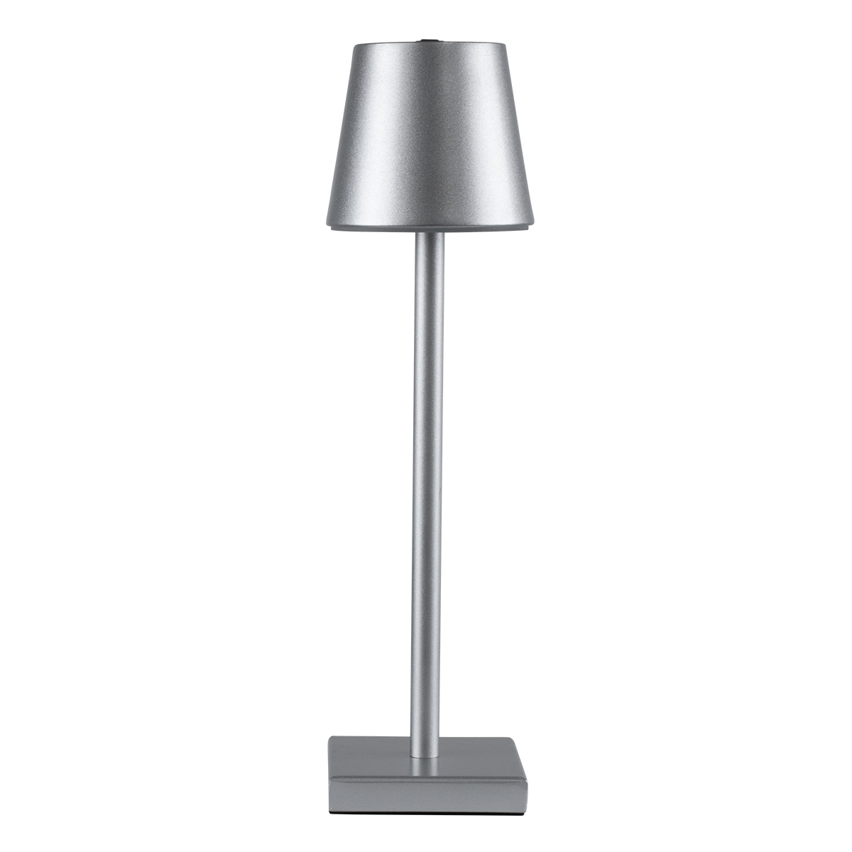 GloboStar® NEGA 60476 Μοντέρνο Επιτραπέζιο Φωτιστικό Πορτατίφ LED 2.2W 154lm 360° DC 5V Επαναφορτιζόμενο με Μπαταρία Li-ion 4000mAh - Διακόπτη Αφής - Θερμό Λευκό 2700K - Dimmable - D10 x H39cm - Ασημί - 2 Years Warranty