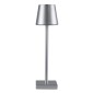 GloboStar® NEGA 60476 Μοντέρνο Επιτραπέζιο Φωτιστικό Πορτατίφ LED 2.2W 154lm 360° DC 5V Επαναφορτιζόμενο με Μπαταρία Li-ion 4000mAh - Διακόπτη Αφής - Θερμό Λευκό 2700K - Dimmable - D10 x H39cm - Ασημί - 2 Years Warranty