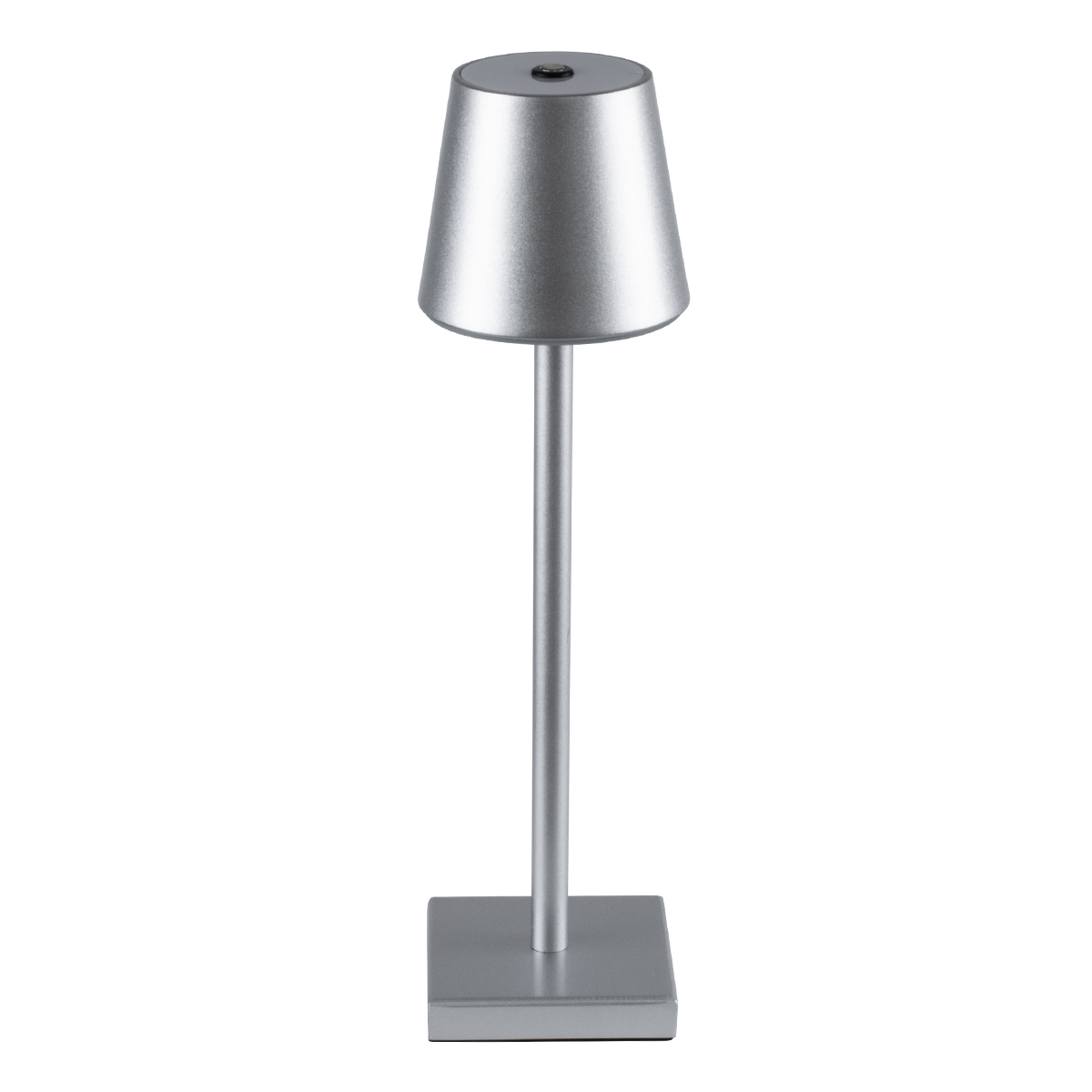 GloboStar® NEGA 60476 Μοντέρνο Επιτραπέζιο Φωτιστικό Πορτατίφ LED 2.2W 154lm 360° DC 5V Επαναφορτιζόμενο με Μπαταρία Li-ion 4000mAh - Διακόπτη Αφής - Θερμό Λευκό 2700K - Dimmable - D10 x H39cm - Ασημί - 2 Years Warranty