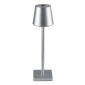 GloboStar® NEGA 60476 Μοντέρνο Επιτραπέζιο Φωτιστικό Πορτατίφ LED 2.2W 154lm 360° DC 5V Επαναφορτιζόμενο με Μπαταρία Li-ion 4000mAh - Διακόπτη Αφής - Θερμό Λευκό 2700K - Dimmable - D10 x H39cm - Ασημί - 2 Years Warranty