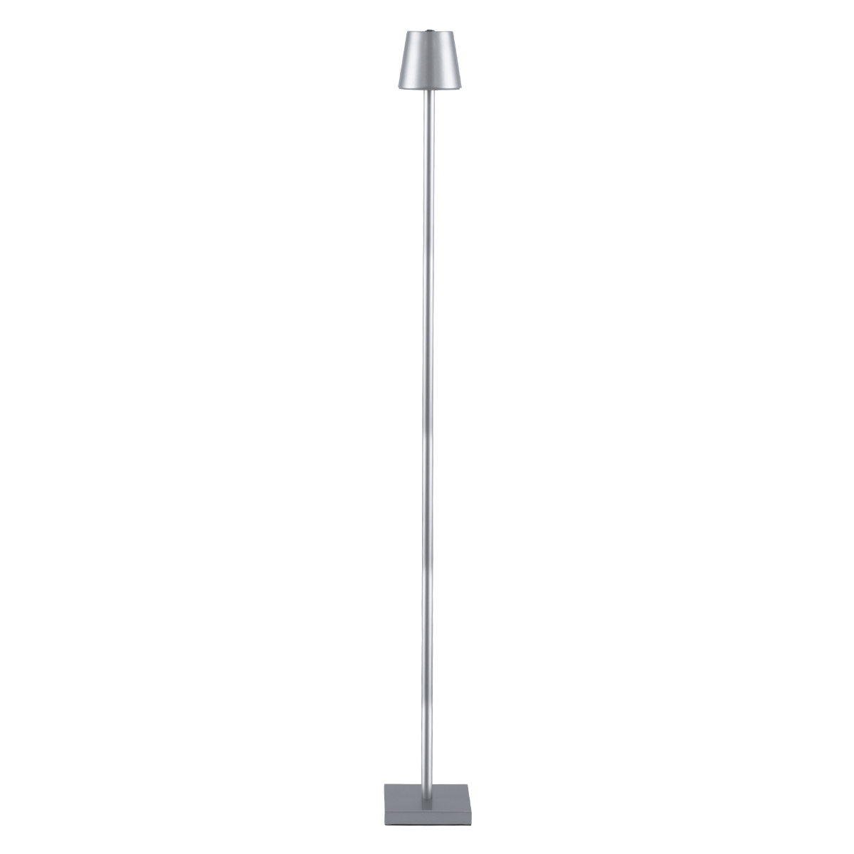 GloboStar® NEGA 60480 Μοντέρνο Επιδαπέδιο Φωτιστικό LED 2.2W 154lm 360° DC 5V Επαναφορτιζόμενο με Μπαταρία Li-ion 4000mAh - Διακόπτη Αφής - Θερμό Λευκό 2700K - Dimmable - D10 x H135cm - Ασημί - 2 Years Warranty
