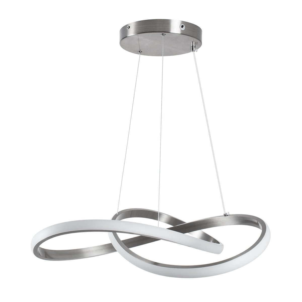 GloboStar® DEXTER 60498 Κρεμαστό Φωτιστικό Οροφής Design LED CCT 72W 8064lm 300° AC 220-240V - Εναλλαγή Φωτισμού μέσω Τηλεχειριστηρίου All In One Ψυχρό 6000k+Φυσικό 4500k+Θερμό 2700k Dimmable Φ56cm - Νίκελ Ασημί Βούρτσας - 3 Years Warranty