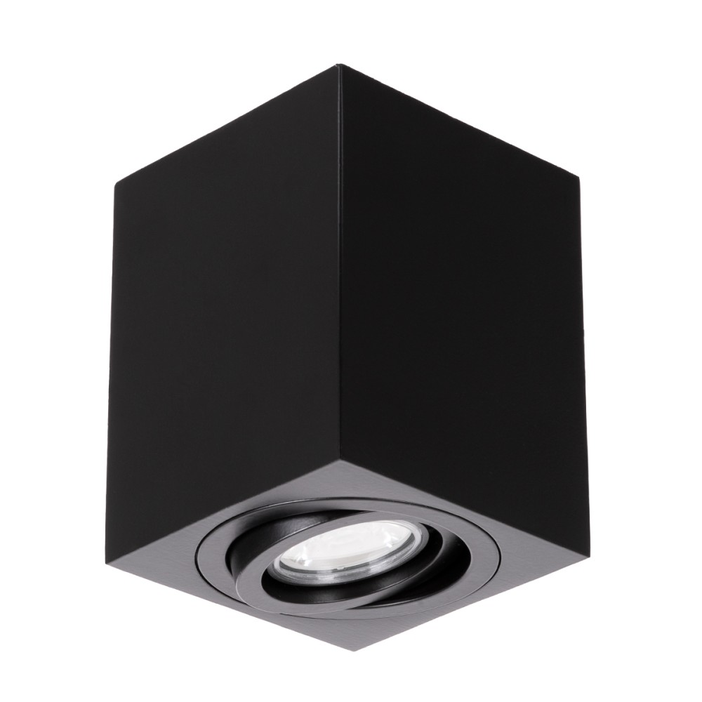 GloboStar® AKIRA 60621 Επιφανειακό Κινούμενο Τετράγωνο Φωτιστικό Σποτ Αλουμινίου με Ντουί GU10 AC 220-240V IP44 Μ8 x Π8 x Υ10cm - Μαύρο