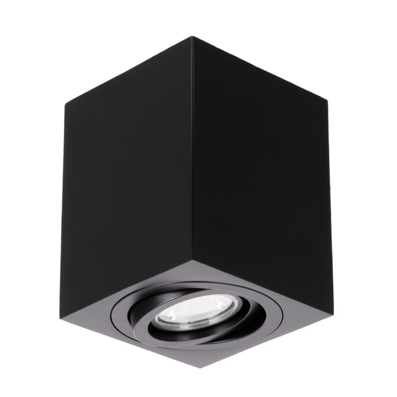 GloboStar® AKIRA 60621 Επιφανειακό Κινούμενο Τετράγωνο Φωτιστικό Σποτ Αλουμινίου με Ντουί GU10 AC 220-240V IP44 Μ8 x Π8 x Υ10cm - Μαύρο