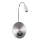 GloboStar® GOOSE 60884 Μοντέρνο Φωτιστικό Τοίχου - Απλίκα Ξενοδοχείου Bed Side LED 6W 600lm 36° & 360° AC 220-240V - Reading Light & 360° Κρυφός Φωτισμός - Φορτιστής USB 3A - Μ15.5 x Π15 x Υ30.5cm - Φυσικό Λευκό 4500K - Ασημί Νίκελ