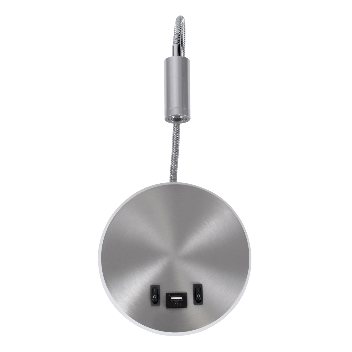 GloboStar® GOOSE 60884 Μοντέρνο Φωτιστικό Τοίχου - Απλίκα Ξενοδοχείου Bed Side LED 6W 600lm 36° & 360° AC 220-240V - Reading Light & 360° Κρυφός Φωτισμός - Φορτιστής USB 3A - Μ15.5 x Π15 x Υ30.5cm - Φυσικό Λευκό 4500K - Ασημί Νίκελ